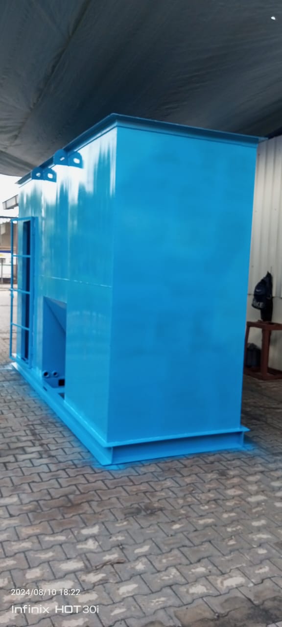 Industrial Blue Water Tank - Side View
