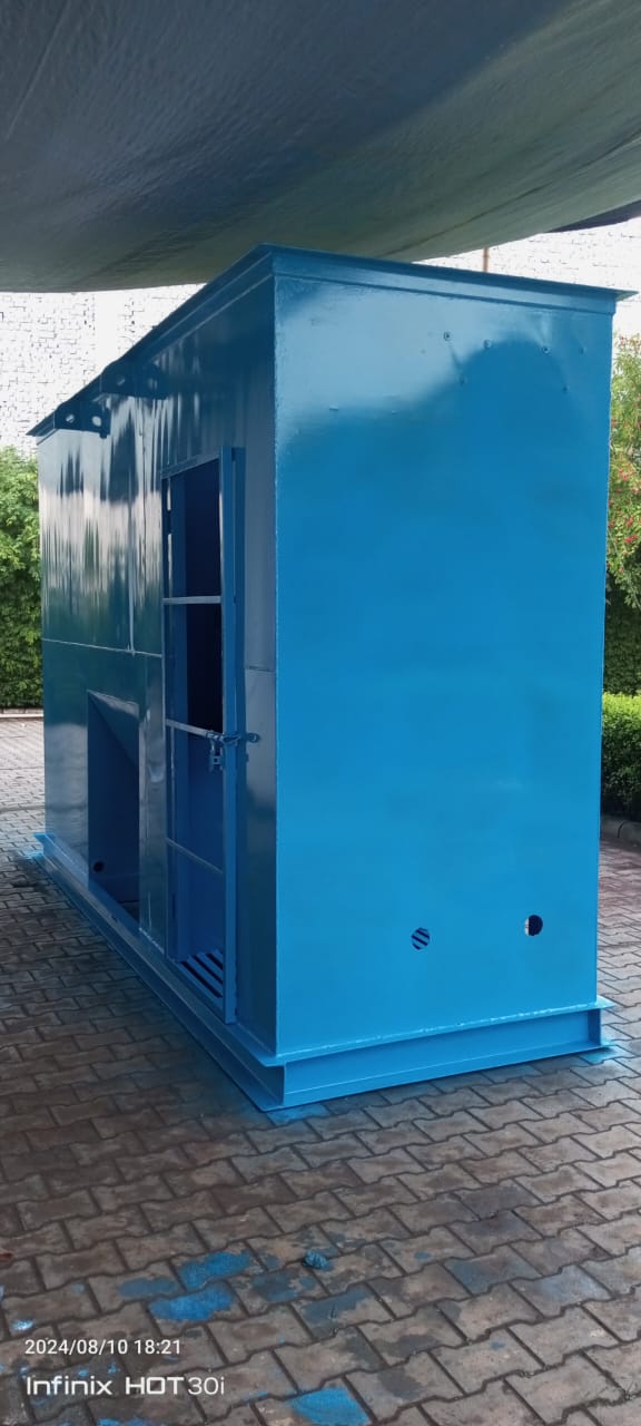 Industrial Blue Water Tank - Front View